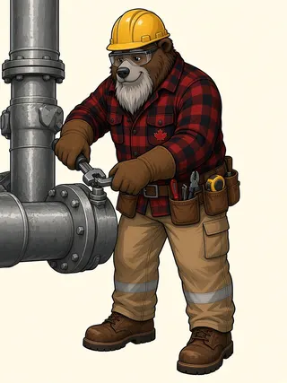 Gary the Grizzly, the RedSkillTrade mascot, working as a Steamfitter/Pipefitter
